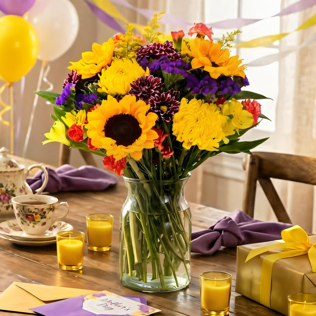 Benchmark Bouquets - Flowering Fields Sunflower Bouquet - Fresh Flowers for Delivery - Mothers Day Flowers - Get Well Gifts for Women - Birthday Flowers for Women (Glass Vase Included)